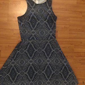 Blue and White A-line Dress